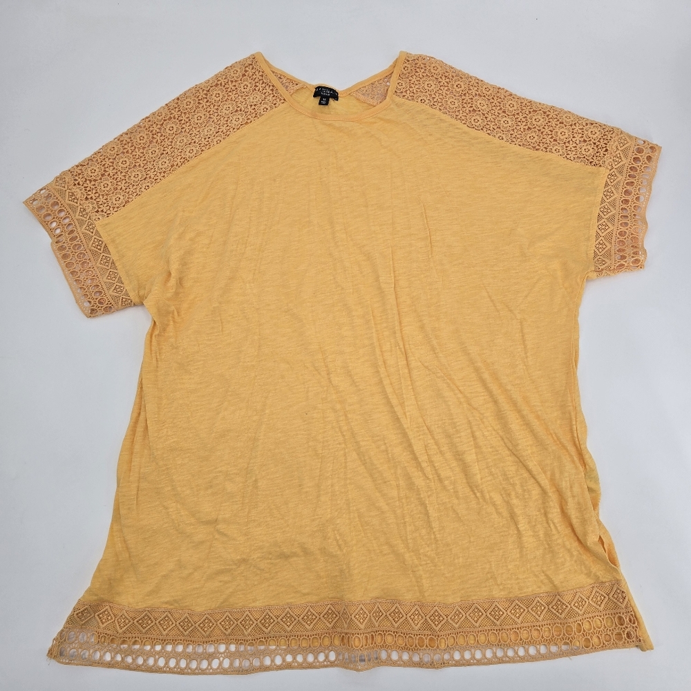 Hannah Mustard Lace Accent Blouse Size 1X NWOT